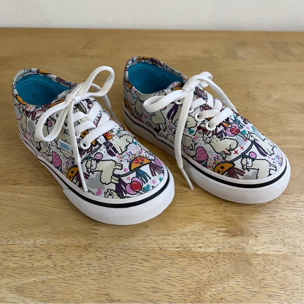 Vans Toddler Llama Taco Party Print Lace Up Athletic Sneakers Size 7.0